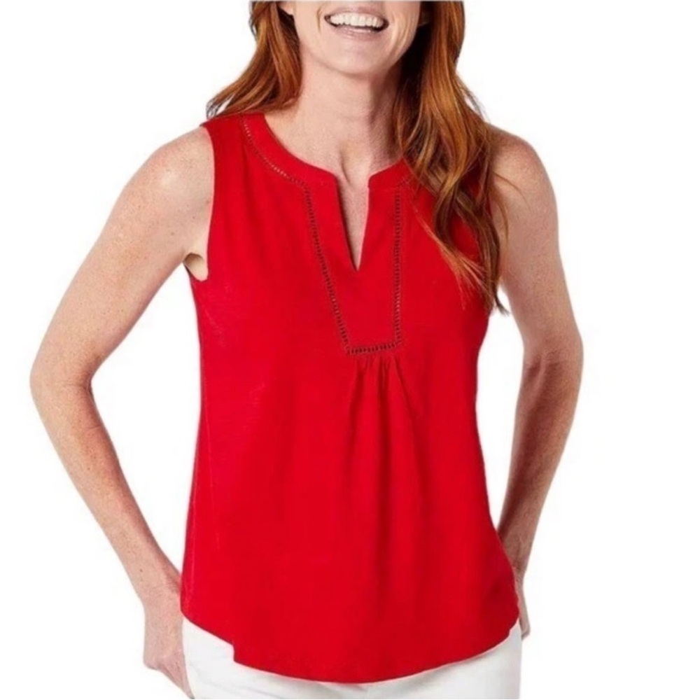 St. John's Bay Red Blouse with V-neck and Flowing Fit